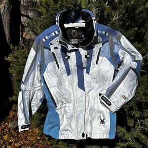Spyder Cool inside design White and Blue Performance Ski Jacket Dermizax-ev